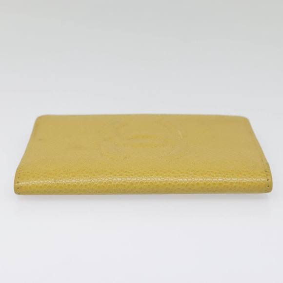 CHANEL COCO Mark Card Case Caviar Skin Yellow CC Auth am6890 - Picture 3 of 16